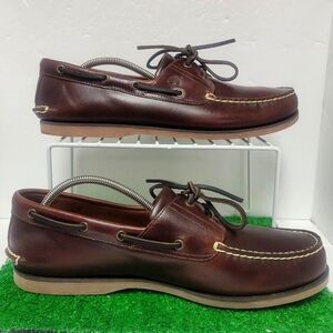 Timberland 2 Eye Classic Leather Boat Deck Shoes Brown Leather Root Beer Sz 15 M